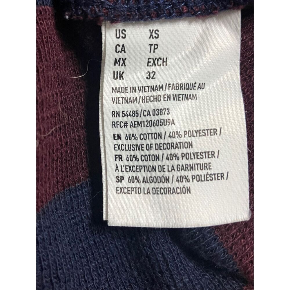 American Eagle Heritage Thermal Knit Long Sleeve XS Burgundy Navy Stripes - Picture 8 of 8